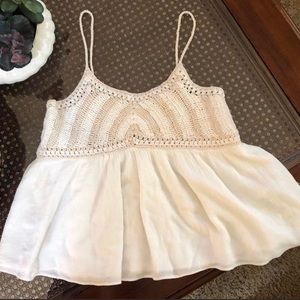 Zara Crochet Flowy Cream Tank Top